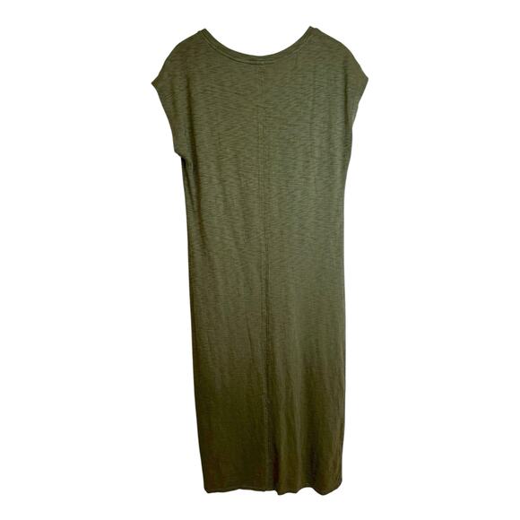 Universal Thread Cotton Short Sleeve T-Shirt Midi Dress with Front Slit Green S - Picture 3 of 10